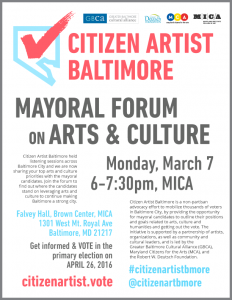 Citizen Artist Baltimore Mayoral Forum Poster