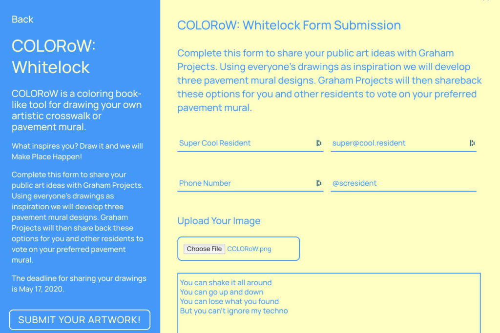 COLORoW online drawing tool submission form