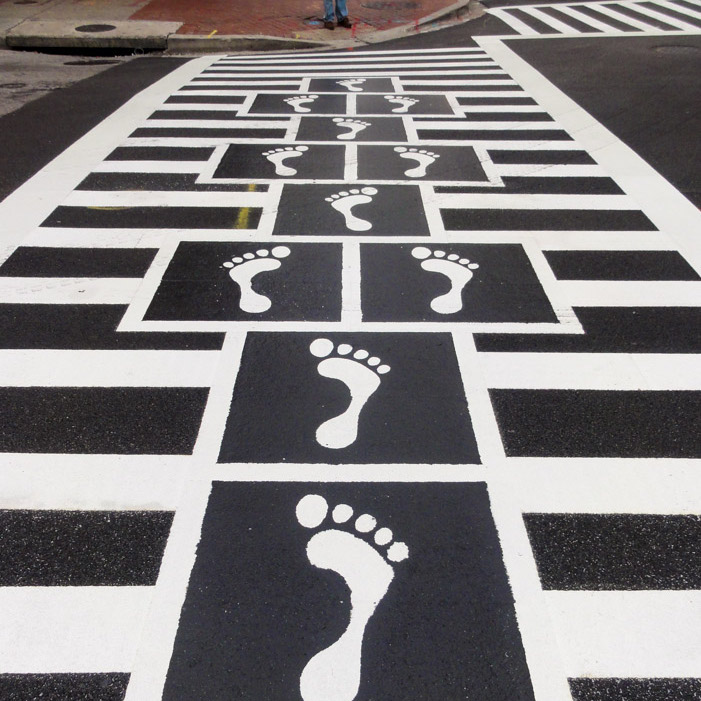Hopscotch Crosswalks Colossus footprints