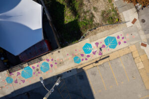 Bromo Painted Path aerial view at Tyson Street and Franklin Street.