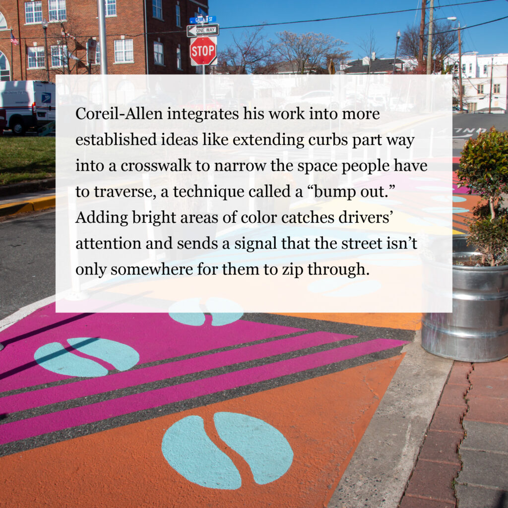 Graham in Washington Post quote about artwork integrating with traffic calming bump outs