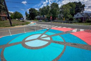 Rays of Peace perspective at Nicholson & 30th with large peace sign in the middle