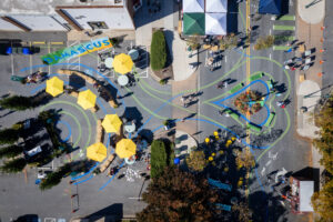 Damascus Placemaking Festival aerial view of amphitheater and centerpiece heart sculpture