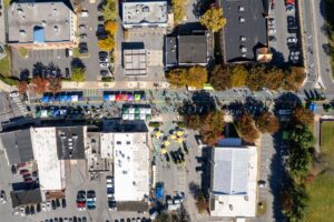 Damascus Placemaking Festival aerial view of pedestrianized Main Street