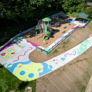Valleywood Neighborhood Park Hopping Along pavement mural