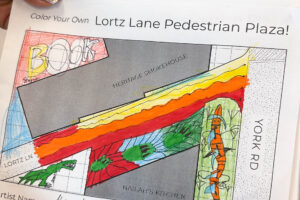 Lortz Lane LortzWave shared street pavement art inspiration drawing sheet by Govans Elementary School student