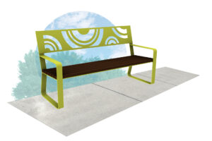 Perspective view of the Placer One Bench Backed