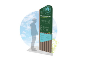 Perspective view of the Placer One info sign