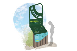 Perspective view of the Placer One Trailhead Sign