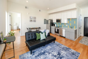 Interior shot of a staged apartment of the Trenton Art Garage