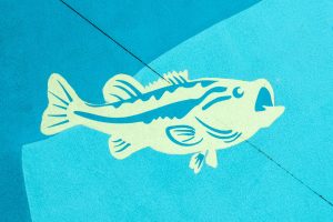 Waters Landing Creek to Lake mural large mouth bass detail