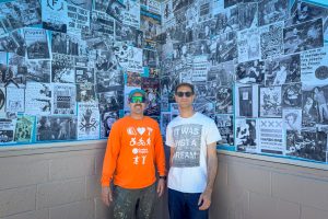 2700 Art Space Graham Coreil-Allen of Graham Projects and Bruce Willen of Public Mechanics in front of the Inner Ear tribute wall