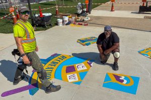 Chick Webb Recreation Center pavement art installation Graham and Shawn
