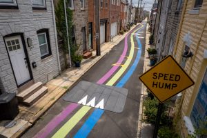 Lady Day Way Rhythm of Billie birds-eye view of speed hump and signage