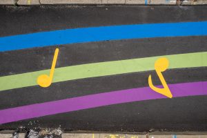 Lady Day Way Rhythm of Billie aerial detail of music notes on music staff